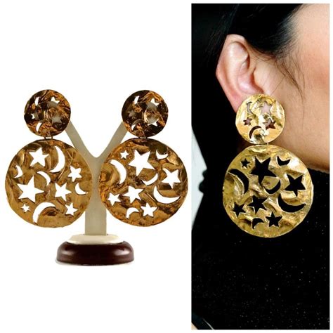 ysl star moon earrings|YSL earrings.